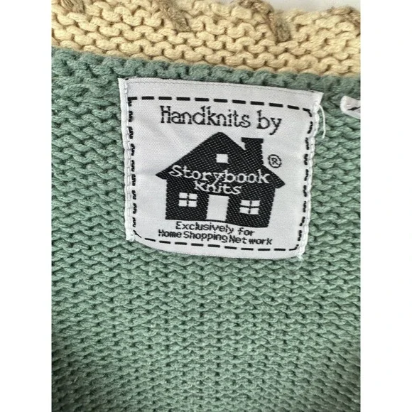 Storybook Knits Patchwork Spring Themed Cardigan Sweater Ramie Cotton Size Large - Picture 12 of 16